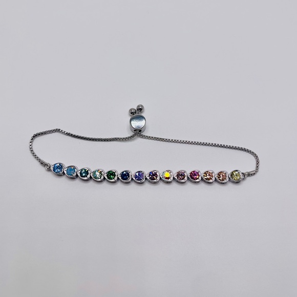 Genuine White Gold Vermeil Swarovski Crystal Bolo Bracelet, Gift for her - Picture 4 of 4